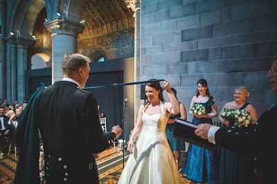 Bride and groom hand fasting ceremony